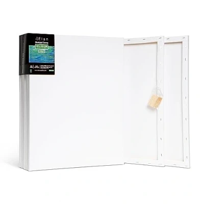 Image of Elan Stretched Canvases 40x50 CM, 6 Pack for Painting Canvas Bulk, Adults Blank Painting, Canvases, Paint Art