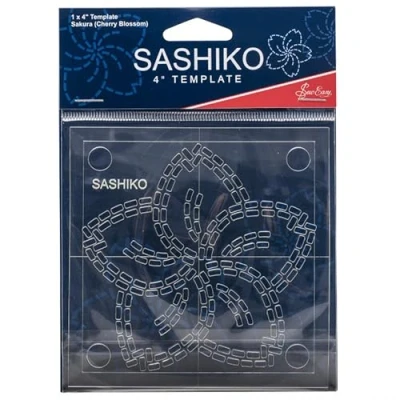 Image of Sew Easy 4 Sashiko Template Sakura (Cherry Blossom) Quilting &amp; Patchwork Rule for Applique Sewing, Transparent Acrylic Non Slip, Instructions Included