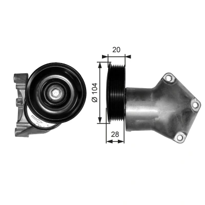 Image of 1E0615980 Tensioner Pulley GATES FleetRunner Micro V Kit T38202