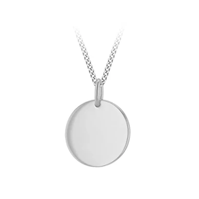 Image of Tuscany Silver Women&#039;s Sterling 15mm Polished Disc Pendant on 1.1mm Curb Chain 46cm/18&quot;