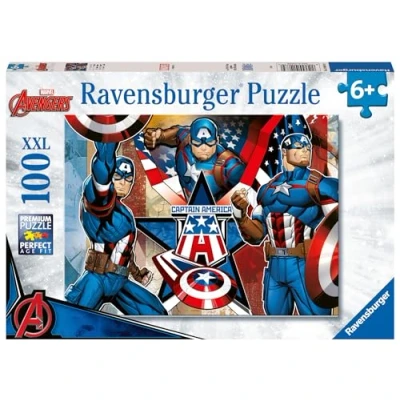 Image of Ravensburger Marvel Hero Captain America 100 Piece Jigsaw Puzzle for Kids Age 6 Years Up Presents &amp; Gifts Boys