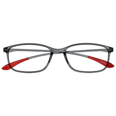 Image of OPULIZE Ice Reading Glasses Ultra Lightweight Frame Scratch Resistant Crystal Grey Red Tip Mens Womens R61 7 +3.00