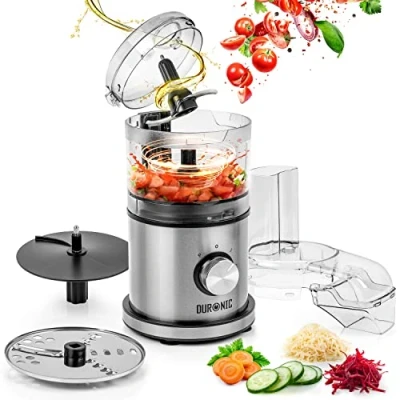 Image of Duronic 2 in 1 Mini Food Processor and Chopper MFP400, Small with Grater, Electric Chopper, Chops Blends, 400W, 500ml