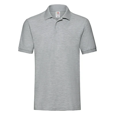 Image of Fruit of the Loom Premium Mens Short Sleeve Polo Shirt (Athletic/Heather) Light Grey Size Small