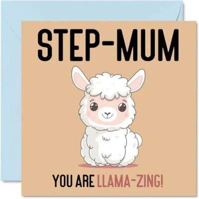 Image of Birthday Cards for Step Mum Llama Zing Funny Happy Card from Son Daughter, Mothers Day Mother, 145mm x Joke Greeting Women Her