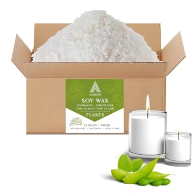 Image of Auroh 100% Pure Soy Wax for Candle Making 10KG Natural SOYA Container Flakes Biodegradable, eco Friendly