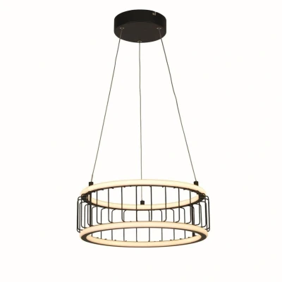 Image of Circolo Cage LED Drum Ceiling Pendant, Black Metal