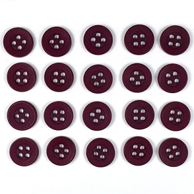 Image of Colour 4 Hole Round Shirt Buttons 11mm Wide Pack of 20 (Burgundy)