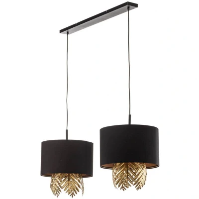 Image of Lucande Malviras fabric hanging light, leaf decoration 2 bulb.