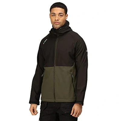 Image of Regatta Professional Men&#039;s Water repellent Surrender Softshell Jacket Dark Khaki Black, Size: XL
