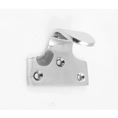 Image of Solid Sash Window Finger Lift Pull Slide Handle 50mm + 3 Screws Polished Chrome