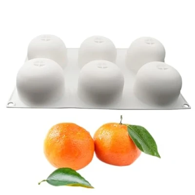 Image of DUBENS 6 Holes Extra Large 3D Orange Mandarin Mould Mousse Silicone for Baking Cake Dessert Fondant Fruit Bakeware Chocolate Pastry Pan