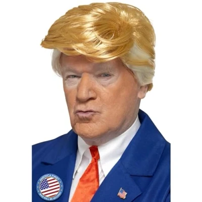 Image of Smiffys President Wig, Blonde , Icons &amp; Idols Fancy Dress, Adult Dress Up Wigs
