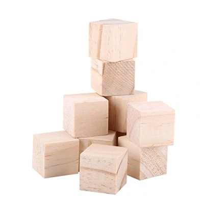 Image of 10pcs 25mm Natural Solid Wood Cubes Square Blocks for Puzzle Making Woodwork Craft DIY Projects