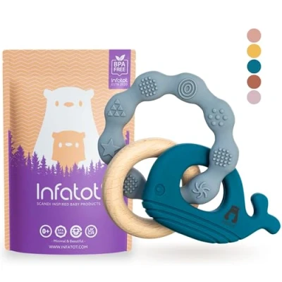 Image of Infatot® Teething Toys for Baby MultiTexture Teethers 0 6 Months, Essentials Newborn Shower Gifts, Toys, Silicone Babies Months Blue and Navy