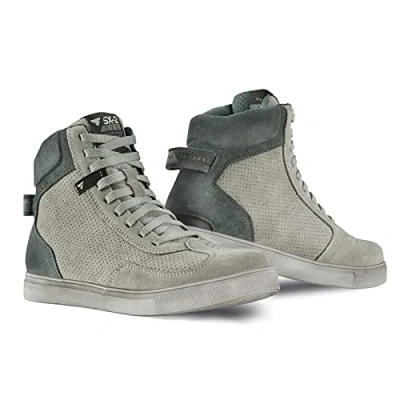 Image of SHIMA SX 2 EVO Motorbike Shoes for Men Breathable, Reinforced Leather Street Riding with Ankle Support, Anti Slip Sole, Gear Pad (Grey, 8)