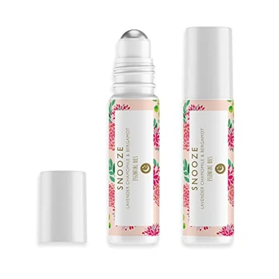 Image of Soul Nutrients Snooze Roll On Oil for Sleep 10ml l Pulse Point Aromatherapy Rollerball Aid Essential Roller with Lavender, Chamomile &amp; Bergamot