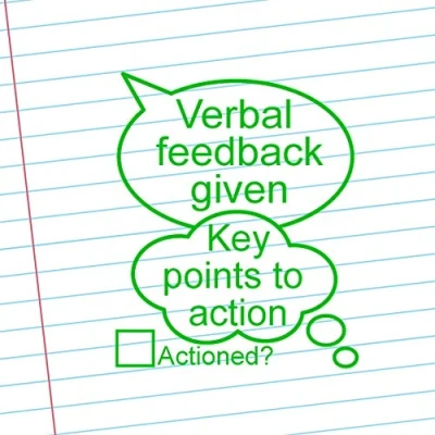 Image of Verbal feedback given. Key points to action Teacher Stamp. Quality Xstamper, 31x26mm. Green Ink. Reinkable