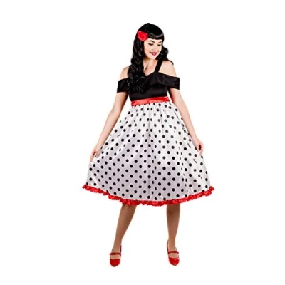 Image of Fun Shack Womens 50s Costume Adults Rockabilly Rock N Roll Polka Dot Dress Outfit , Rockabilly, Medium