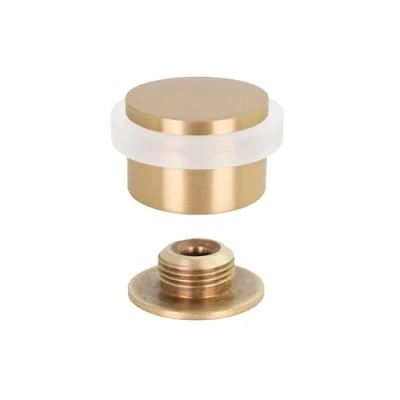 Image of EVI Herrajes, Adhesive Door Stop with Threaded Base, Brass Matte, White Rubber, Ref.I 103/28 B DUAL LMT