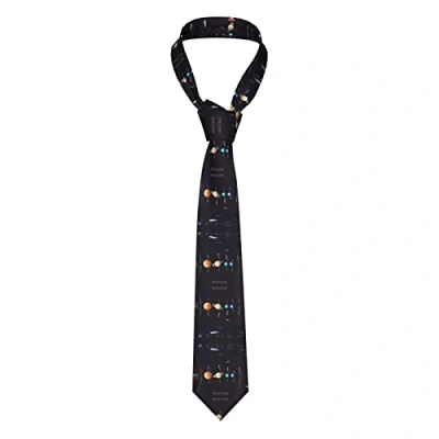 Image of Solar System Jupiter Saturn Printed Ties For Men Fashion Suit Tie Classic Neck Skinny Wedding Business Formal Neckties