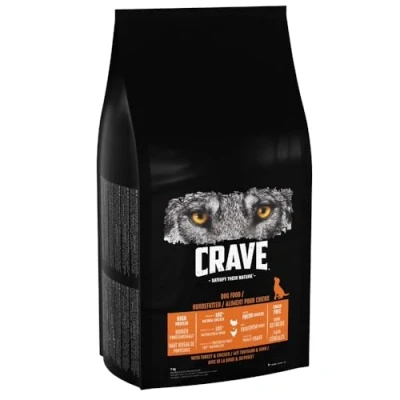 Image of Crave Turkey &amp; Chicken 7 kg Bag, Premium Adult Dry Dog Food with high Protein, Grain free