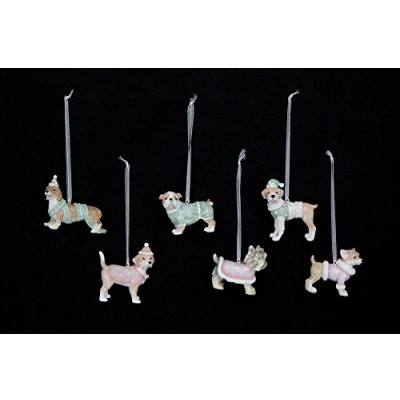 Image of ONE Pastel resin Dog Christmas Tree Decoration by gisela graham choice of 6