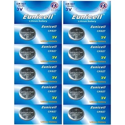 Image of Eunicell Cr927 Lithium Blister Pack 3V 3 Volt Coin Cell Batteries (10 Pcs)
