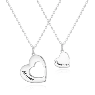 Image of Philip Jones Silver Plated Mother and Daughter Necklace Set
