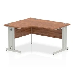 Image of Impulse 1400mm Left Crescent Desk Walnut Top Silver Cable Managed Leg