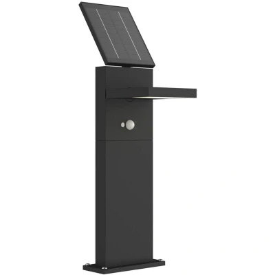 Image of Lucande LED solar wave lamp Silvan, 60 cm, sensor, graphite grey
