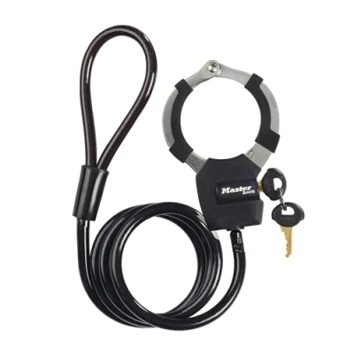 Image of MASTER Lock bike Cable with Cuff, Key, 1000 x 80 27 mm, for scooter quad stroller, Black