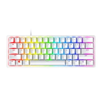 Image of Razer Huntsman Mini (Purple Switch) 60% Compact Gaming Keyboard (Clicky Optical Mechanical Switches, Doubleshot PBT Keycaps, Detachable USB C Cable) US Layout Mercury White