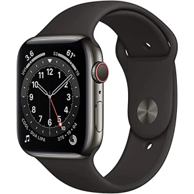 Image of Apple Watch Series 6 (GPS + Cellular, 44MM) Space Black Stainless Steel Case with Sport Band (Renewed)