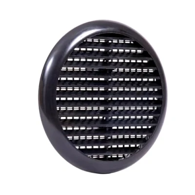 Image of Map Round Louvre Air Vent Cover for Openings 80 152mm, Integral Flyscreen Mesh, Bathroom, Kitchen, Shed, Garage, External &amp; Internal Walls Black