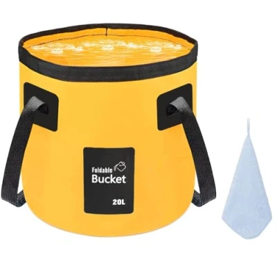 Image of 12L 20L Premium Folding Water Bucket, Outdoor Sports Lightweight Portable Collapsible Bucket for Camping Traveling Picnic Hiking Fishing Boating Gardening Car Washing (12L, Yellow)