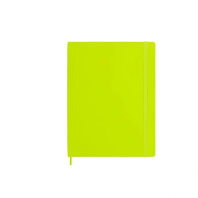 Image of Moleskine Classic Notebook, Plain Soft Cover and Elastic Closure, Size x Large 19 25 cm, Colour Lemon Green, 192 Pages