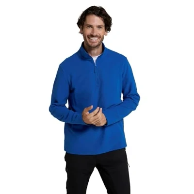 Image of Mountain Warehouse Camber II Mens Half Zip Fleece Microfleece Quick Dry Sweatshirt Everyday Wear Autumn Winter, Outdoors, Travelling &amp; Hiking Cobalt S