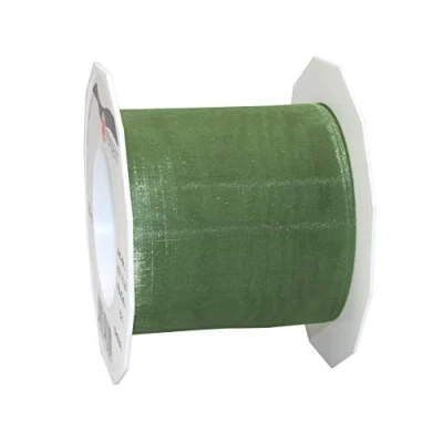 Image of C.E. Pattberg Sheer Organza Ribbon Olive (Green), 27 Yards Gift Wrap Ribbon, 2.8 inches Width, Accessories for Decoration &amp; Handicrafts, Presents, Every Occasion