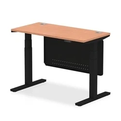 Image of Air 1200x600 Height Adjustable Desk Beech CP Black Leg Modesty Panel