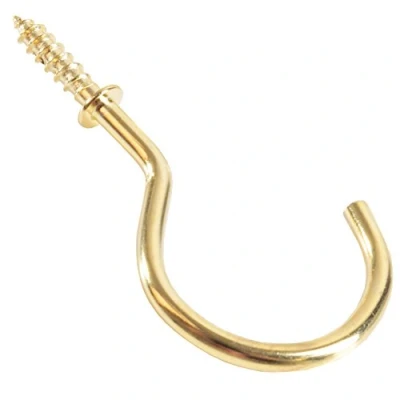 Image of White Hinge 50x Large Polished Brass Cup Hooks 50mm Kitchen