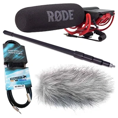 Image of Keepdrum Videomic Rode Rycote Pro Bundle + MPB03 Boom Pole 3 m Windshield WSWH and Mini Jack