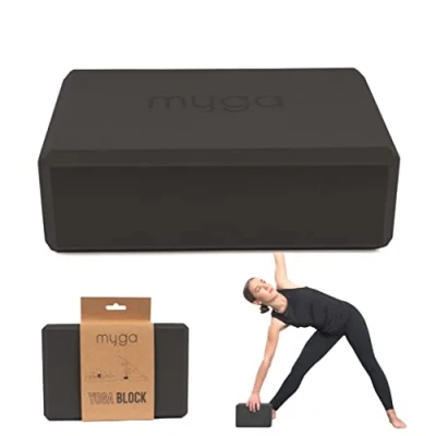 Image of Myga Yoga Block Lightweight EVA Foam Brick High Density Non Slip for Poses, Pilates, Balance and Flexibility Black
