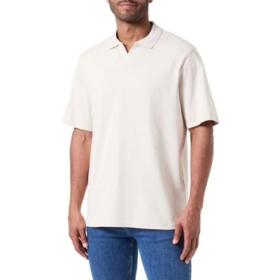Image of JACK &amp; JONES Men&#039;s Jcocollective Label Polo Ss Shirt, Moonbeam, XL