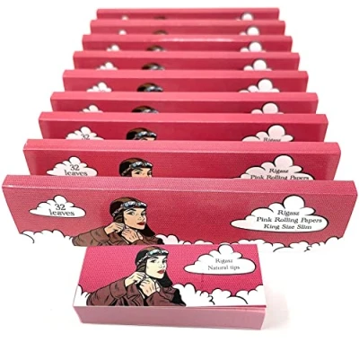 Image of Rigasz Pink Ultra Thin [9 Pack + 1 Filter Tips] King Size Slim Rolling Papers