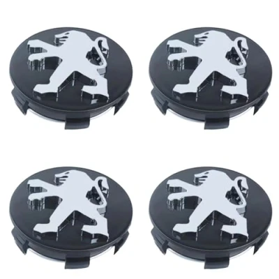 Image of Car Wheel Hub Caps for Peugeot 2008 2013 2019, Center Cover Centre Covers ABS DustProof Anti Rust Replacement Accessories 4PCS,Black