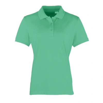 Image of Premier Womens/Ladies Coolchecker Short Sleeve Pique Polo T Shirt (Kelly) Green Size Small