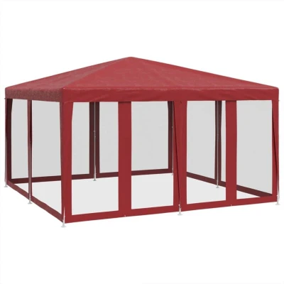 Image of vidaXL Party Tent with 8 Mesh Sidewalls Red 4x4 m HDPE