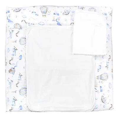Image of TupTam Baby Changing Mat with 2 Removable Terry Cloths, Air Balloon Blue, 75 x 85 cm