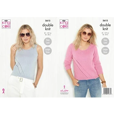 Image of King Cole 5615 Knitting Pattern Womens Easy Lace Sweater and Vest in Paradise Beaches DK